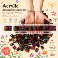 Ensemble de Mahjong Américain en Gros, Tuiles en Acrylique Écaille de Tortue Monocouche de 1,44 Pouce, 160 Pièces, Pliable et Portable, Joyeux et Ludique