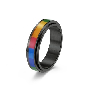Lgbt Gay Pride Hoge Kwaliteit Fijne Stalen Mannen Vrouwen Ringen Regenboog Draaibare Mode Ringen - Product Image 2