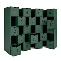 Boîte cadeau personnalisée à 20 tiroirs numérotés vert foncé pour les fêtes