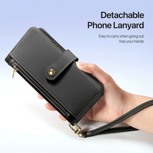 เคสโทรศัพท์หนังสำหรับใส่บัตร S25 Ultra พร้อมกระเป๋าแม่เหล็กแบบถอดได้ 2-in-1 และเคสโทรศัพท์แบบมีสายคล้องคอ S25 - Product Image 4