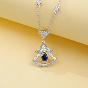 925 silver cultivated sapphire pendant necklace - Product Image 3