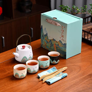 Hand Painted <b>Tea</b> <b>Set</b> With Teapot Handle Ceramic Kung Fu <b>Tea</b> Gift Box For Festival Celebrations Business Gifts - Product Image 1