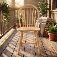 Chaises de salle à manger en bois d'hévéa pas chères, chaise Windsor en bois avec dossier à tiges pour cuisine, îlot ou mobilier de maison de style campagnard