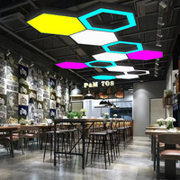 Lustre hexagonal LED au design créatif en nid d'abeille, en fer noir, personnalisable, à intensité variable, indice de protection IP20, pour bureau, salle de sport, atelier