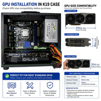 Boîtier PC portable K19 Mini ITX 7,6L avec poignée, prise en charge de l'alimentation SFX, GPU 210 mm, châssis d'ordinateur compact SFF vertical pour bureau