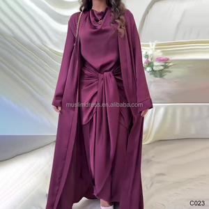 <span class=keywords><strong>Kimono</strong></span> abaya islamique de couleur unie personnalisée robe pour femmes ouverte sur le devant ensemble d'abaya pour femmes islamiques <span class=keywords><strong>Kimono</strong></span> avec robe intérieure - Product Image 1