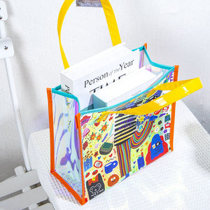 Bolso de Hombro Iridiscente de PVC para Mujer, Gran Capacidad, con Logotipo Impreso, Bolso de Playa, Portátil, Multicolor, Bolsos Tote para Dama - Product Image 5