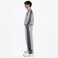Ensembles de survêtements tendance en coton personnalisés, veste zippée patchwork et pantalon de jogging, survêtement personnalisé pour homme