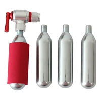 FD Red CO2 Bike Pump Inflator Gauge Aluminum Alloy Cartridge Mini Hand Pump Valve Adapter Low Pressure Tire Inflation MSDS