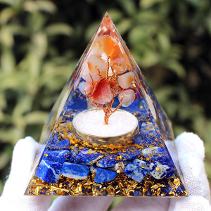 Ornement en cube d'époxy cristallin avec inclusions de lapis-lazuli et d'agate, décoration d'intérieur, artisanat de bureau, cadeau - Product Image 5