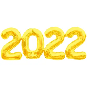 Vendita all'ingrosso segno foglio palloncino numeri-Decorazioni di felice anno nuovo 2022 palloncini con numero di lamina palloncini in Mylar da 16 pollici in oro grande segno forniture per feste di capodanno