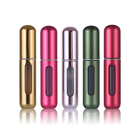 Atomiseur de parfum rechargeable en aluminium mini 5 ml prêt à expédier, diverses couleurs, stock en grande quantité avec bouchon à vis, MOQ 100 pièces