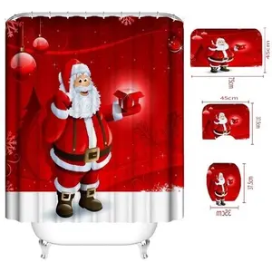 Neu Design Custom Fashion Polyester 3d gedruckt wasserdichten Stoff Dusch vorhang Weihnachten Dusch vorhang Set für Badezimmer