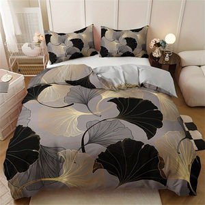 Groothandel <span class=keywords><strong>3</strong></span>-delige Ginkgo Blad Dekbedovertrek Set Bladeren Bloemen Slaapkamer Dekbedovertrek met Kussenslopen - Product Image 1