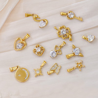 Accessoires de Bijoux Bling Fashion Beauty Plaqué Or 24K Épais, Breloques DIY Trèfle, Cygne, Clé, Soleil & Lune avec Diamants