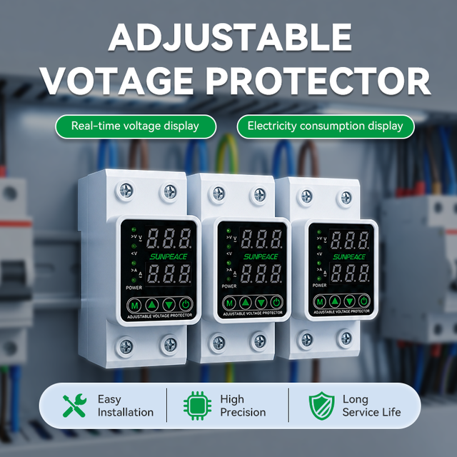 Adjustable Digital Ac Dc Over and Under Current Voltage Protector Single Phase 2P 40A 63A 80A 100A 220V 110V AVP