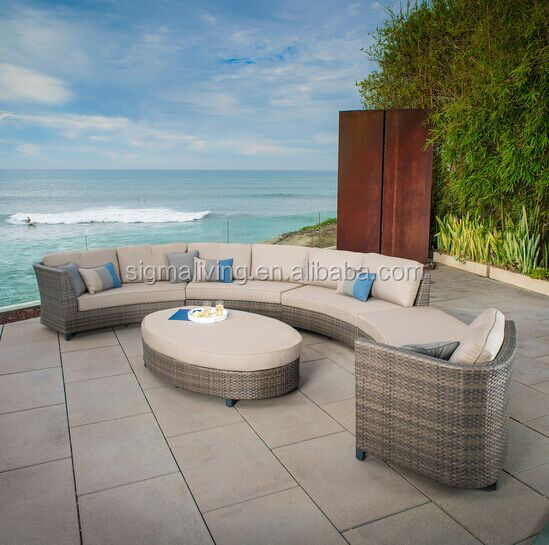 Classical patio rattan semicircle garden sets outdoor sofas furniture