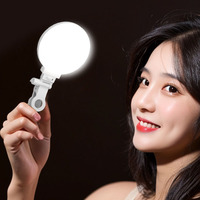 Mini lampe d'appoint USB rechargeable blanche et portable personnalisée Lampe à pince à selfie rose pour téléphone
