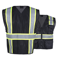 Vêtements de haute visibilité Ansi, veste de sécurité réfléchissante noire personnalisée avec logo en maille