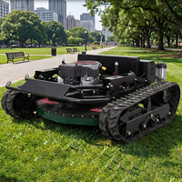 Tondeuse robotisée professionnelle industrielle télécommandée sur chenilles avec lame à neige, plateforme de chargement et éclairage nocturne personnalisable