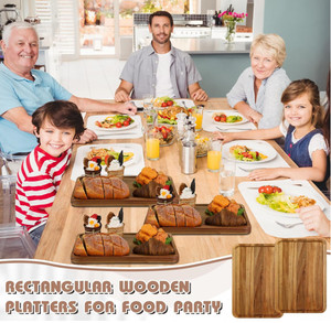 Commercio all'ingrosso durevole <span class=keywords><strong>legno</strong></span> di Acacia <span class=keywords><strong>rettangolare</strong></span> <span class=keywords><strong>vassoio</strong></span> di tè <span class=keywords><strong>in</strong></span> <span class=keywords><strong>legno</strong></span> cibo per colazione <span class=keywords><strong>vassoio</strong></span> di servizio per riunioni di famiglia - Product Image 6