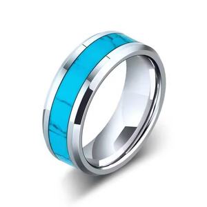 Bague Tendance en Acier Titane Inoxydable pour Homme avec Coquillage et <span class=keywords><strong>Patch</strong></span> Turquoise en Gouttes d'Huile - Vente en Gros - Product Image 1