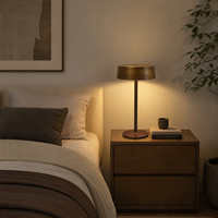 Lampe de table tactile de luxe, moderne, en métal brun, rechargeable sans fil, LED, lumière d'ambiance à intensité variable pour restaurant, chevet