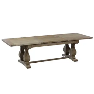 6201J Antique Six Seater Double Legs Wooden Dining Table