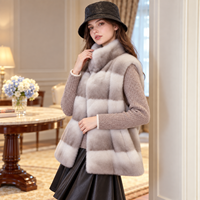 Gilet en fourrure de vison véritable pour femme, sans manches, vêtement d'extérieur chaud pour l'hiver