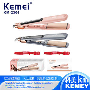 Plancha y Rizador de Pelo Multifunción Kemei con Pantalla LCD, Función Iónica, Color Rosa, Cable de 1.8m - Product Image 3