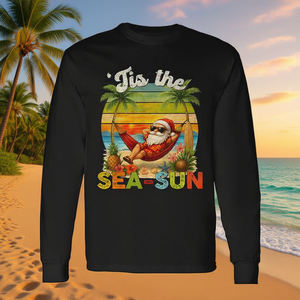 Tis The Sea Sun Christmas In July Hawaii Santa Beach T-shirt à manches longues - Product Image 3