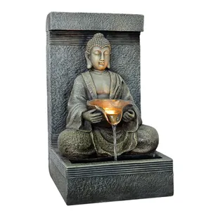 2022 polyresin buddha fountain 2 tier cascading water fall buddha ZEN water feature for indoor outdoor garde patio ornaments