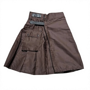 Kilt Utilitario Estilo Escocés para Hombre, Color Marrón Oscuro, con Bolsillos, Material de Poliéster, Corte Regular, Talla Adulto - Product Image 1