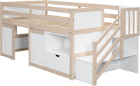 Lit superposé moderne de style farmhouse avec bureau et rangement, fabriqué en usine selon la norme ISO9001, lit superposé pour enfants de taille double, sûr et robuste