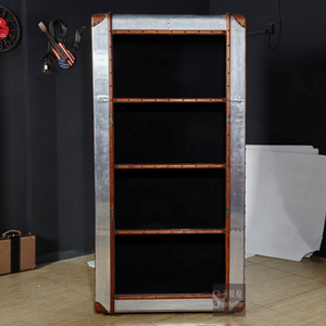 OEM ODM aviador Loft Industrial estantería antiguo tronco aluminio 4 niveles ratán madera estantería hogar Oficina librería - Product Image 2
