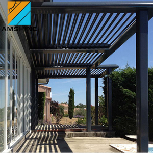 Pérgola <span class=keywords><strong>de</strong></span> Aluminio para Jardín <span class=keywords><strong>de</strong></span> 20X12 PIES, 24X14 PIES, 30X15 PIES <span class=keywords><strong>con</strong></span> Techo Bioclimático <span class=keywords><strong>de</strong></span> Láminas Ajustables y <span class=keywords><strong>Cortinas</strong></span> o Láminas Laterales Opcionales - Product Image 4
