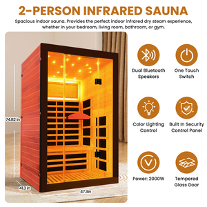 <b>Portable</b> Dry Steam <b>Sauna</b> Auguman Solid Wood 2KW Far Infrared <b>Sauna</b> 25-65 Celsius for Indoor Outdoor <b>Sauna</b> Room - Product Image 4