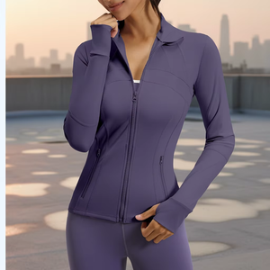 Camiseta Deportiva de Manga Larga para Mujer, con Bolsillos, Elástica, Transpirable, de Secado Rápido, para Yoga, Running y Deportes - Product Image 1