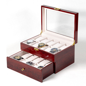 Cao Cấp Cao Cấp Baking Sơn Mài Màu Đỏ Bằng Gỗ Hộp Đồng Hồ Treo Tường Đồ Trang Sức Bao Bì Kỹ Thuật Xem Lưu Trữ Hiển Thị Trường Hợp - Product Image 3