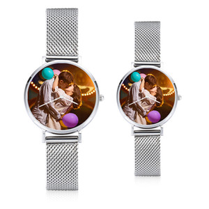 2019 nouveau fait sur commande couple montre OEM <span class=keywords><strong>photos</strong></span> sur le cadran montre de mode qualité maille sangle paire montre - Product Image 2