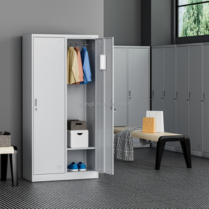 Casier en acier durable à 2 portes avec serrure à clé, structure assemblée sécurisée pour usage extérieur, idéal pour les écoles, les gymnases, armoire de rangement en acier - Product Image 5