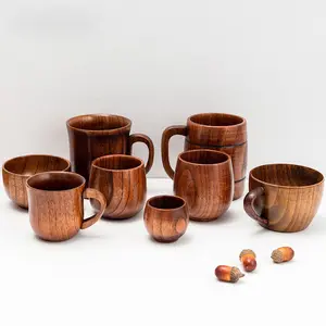 जापानी शैली कप हस्तनिर्मित प्राकृतिक लकड़ी पानी कप पीने के लिए, शराब, दूध, कॉफी, लकड़ी के चाय के कप
