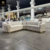 Canapé Moderne de Luxe sur Mesure en Tissu Velours Capitonnage Boutonné avec Cadre en Bois pour Salon, Ensemble de Meubles