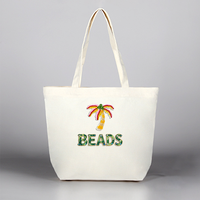 Sacs fourre-tout en toile brodés de perles personnalisables |   Initiales brodées personnalisées avec perles |   Sacs en toile personnalisés de couleur unie