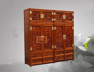 Armoire classique en acajou Ming et Qing, fabriquée à la main, avec dessus à mortaise, en bois massif de santal rouge, style chinois, modèle Han - Product Image 2