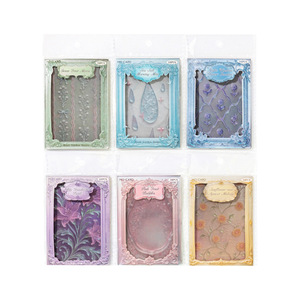 Papier décoratif transparent en PET, doux et rêveur, aux tons macaron, avec bordure en dentelle gaufrée stéréo, motif fleur, nœud et cadre miroir, pour carnet de notes - Product Image 5