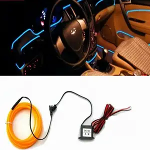 Cable plano flexible de neón para decoración Interior de coche, luz fría de 12v, accesorios para automóvil