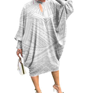 Hot Sale Weiß Custom Design Fledermaus Ärmel <span class=keywords><strong>Prom</strong></span> Samoan Puletasi Tribal Kaftan Kleider Vintage Polynesian Plus Size Kleid Röcke - Product Image 2