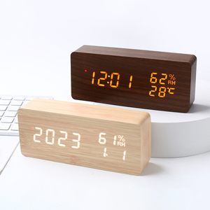 Reloj <span class=keywords><strong>Despertador</strong></span> Inteligente Japonés de Madera, Moderno, con Radio, Hora Atómica, Temperatura y Humedad Interior, Reloj Digital LED de Fabricante - Product Image 4