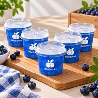 Contenant à fruits personnalisé avec logo, 60g 100g, en PP transparent, recyclable, de qualité alimentaire, imprimable, avec ventilation, pour myrtilles